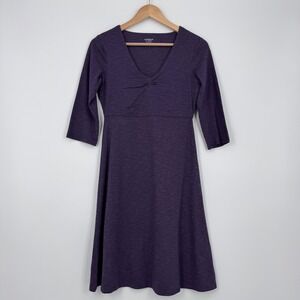 Toad&Co Rosalinda Dress Womens XS Purple 3/4 Sleeve Organic Cotton Tencel Eco